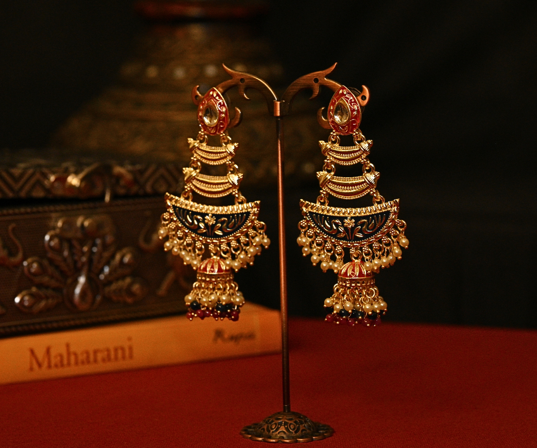 Chand Bali Meenkari Gold Plated Antique Earrings