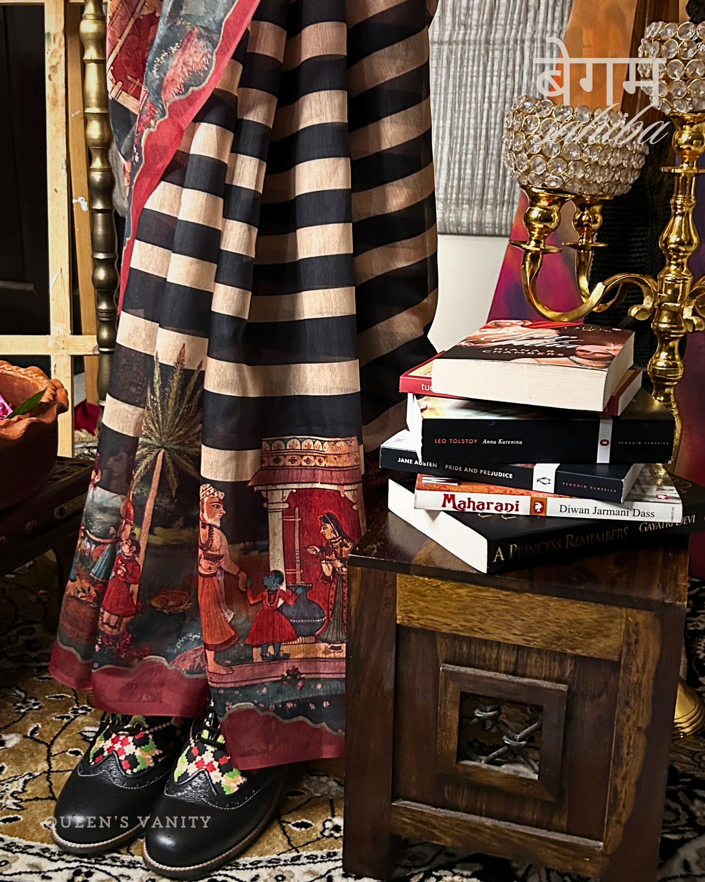 Rasleela Retro Mughal Art Chanderi Cotton Saree