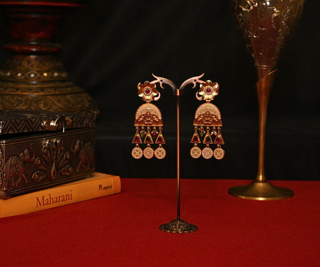 Mangalayam Temple Matte Gold Plated Antique Earrings