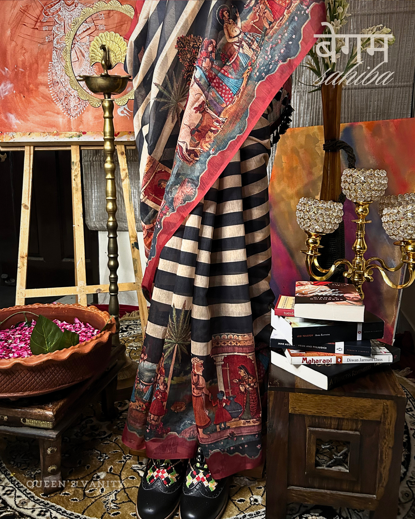 Rasleela Retro Mughal Art Chanderi Cotton Saree