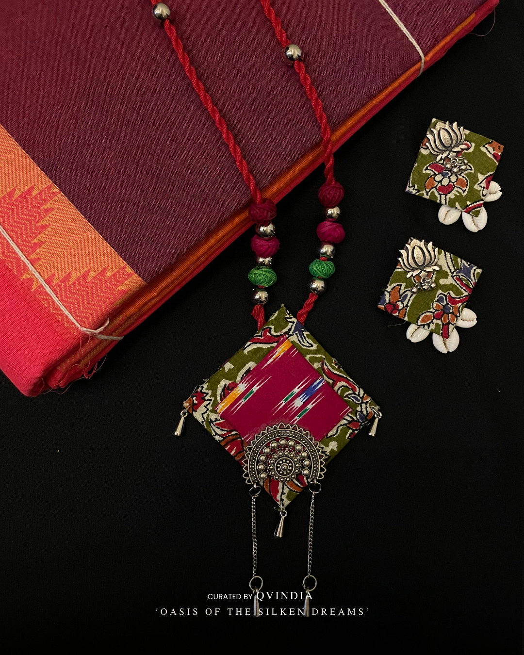 Ikkat Raga Necklace with Kodi Earrings