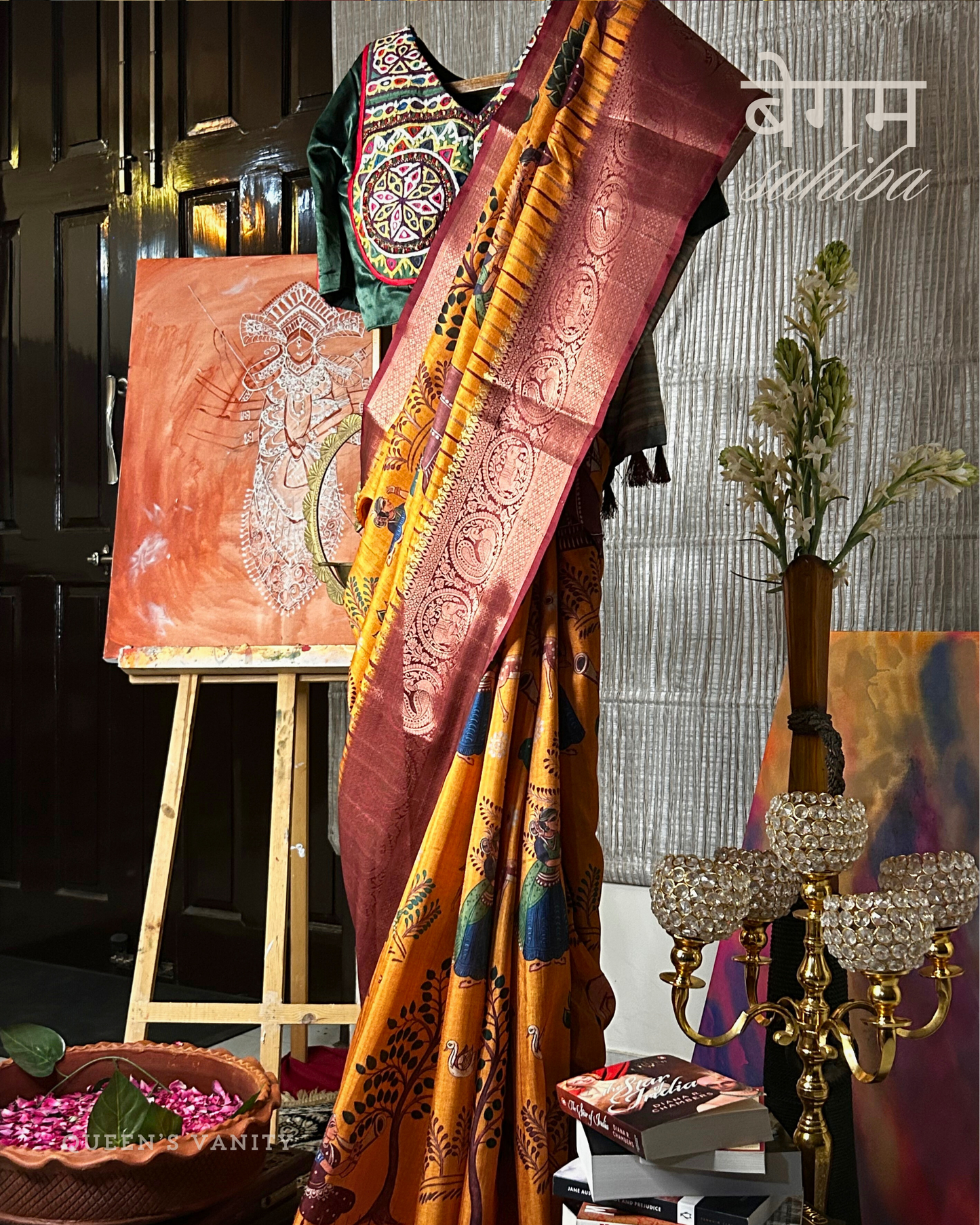 Radha Pichwai Ikkat Semi-Tussar Silk Saree