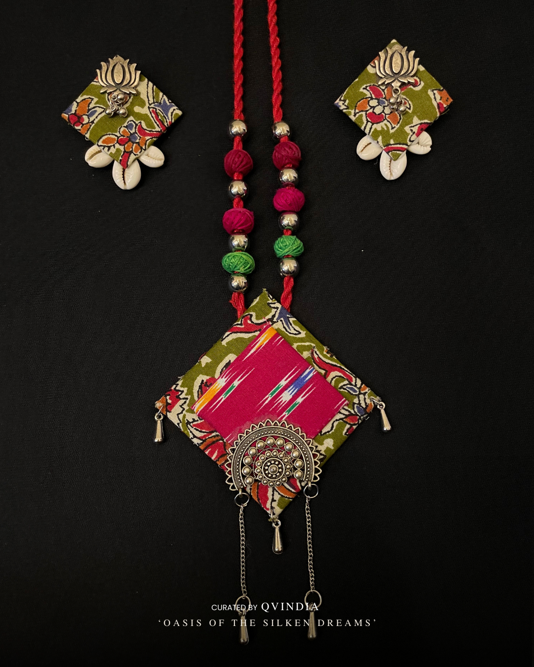 Ikkat Raga Necklace with Kodi Earrings