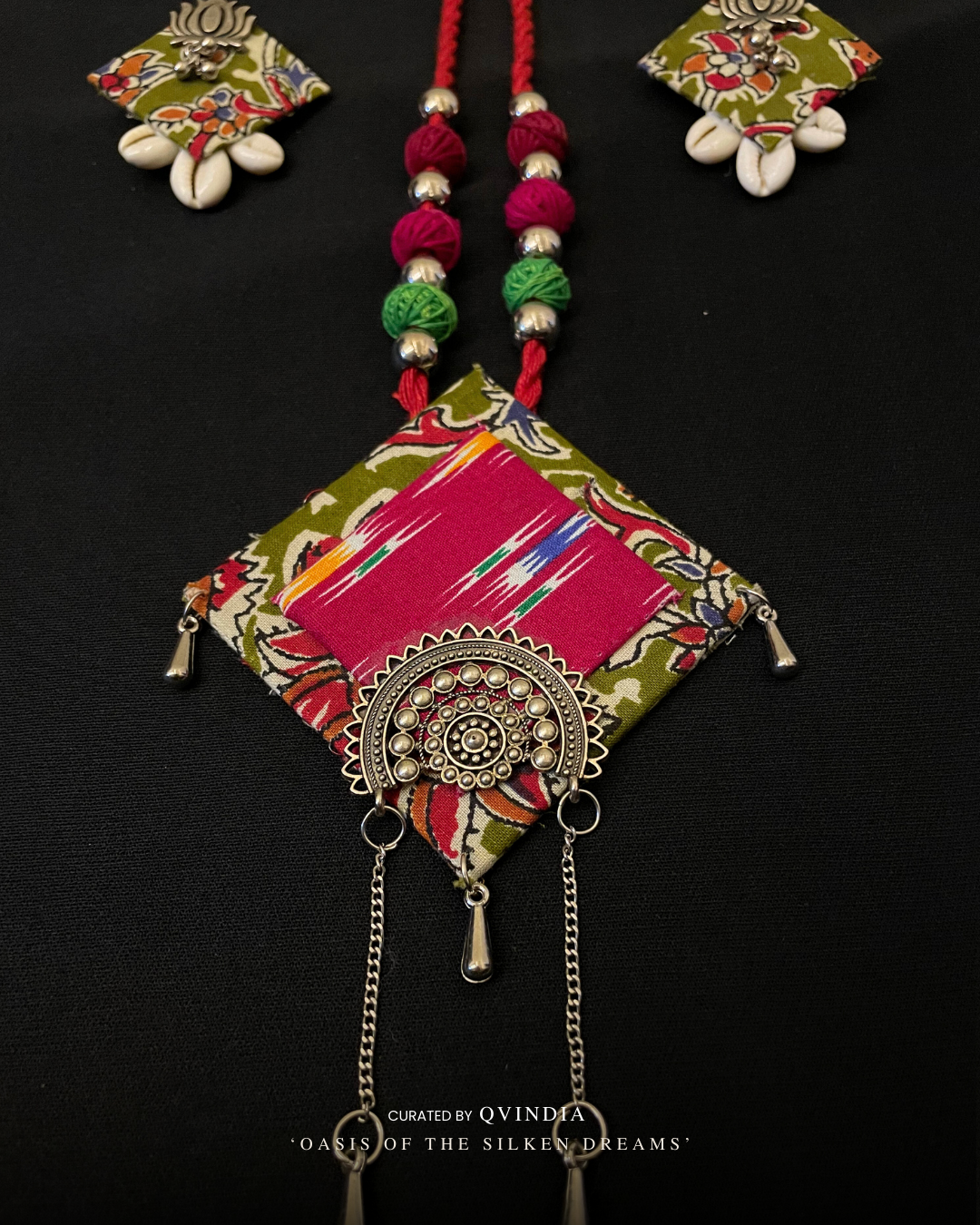 Ikkat Raga Necklace with Kodi Earrings