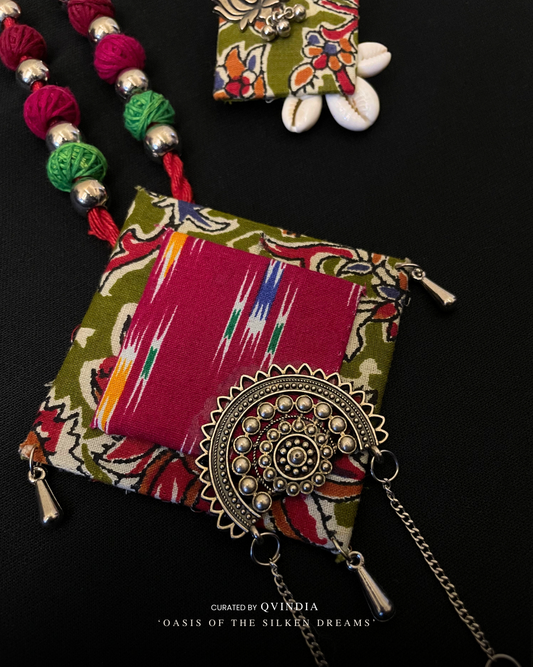Ikkat Raga Necklace with Kodi Earrings