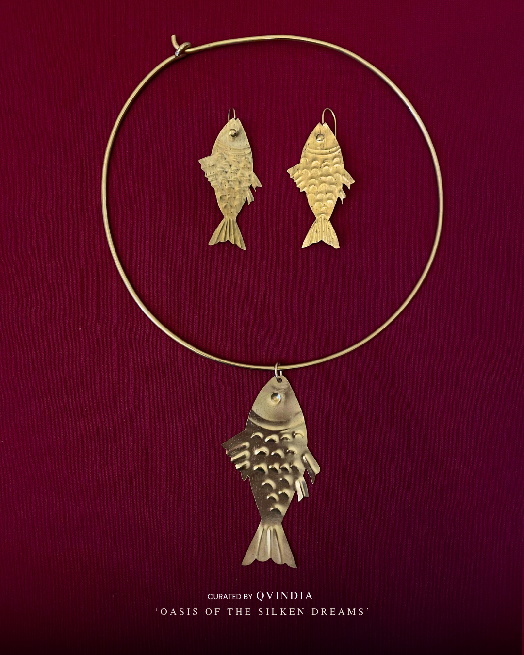 Macher Rupa Dhokra Art Necklace with Earrings