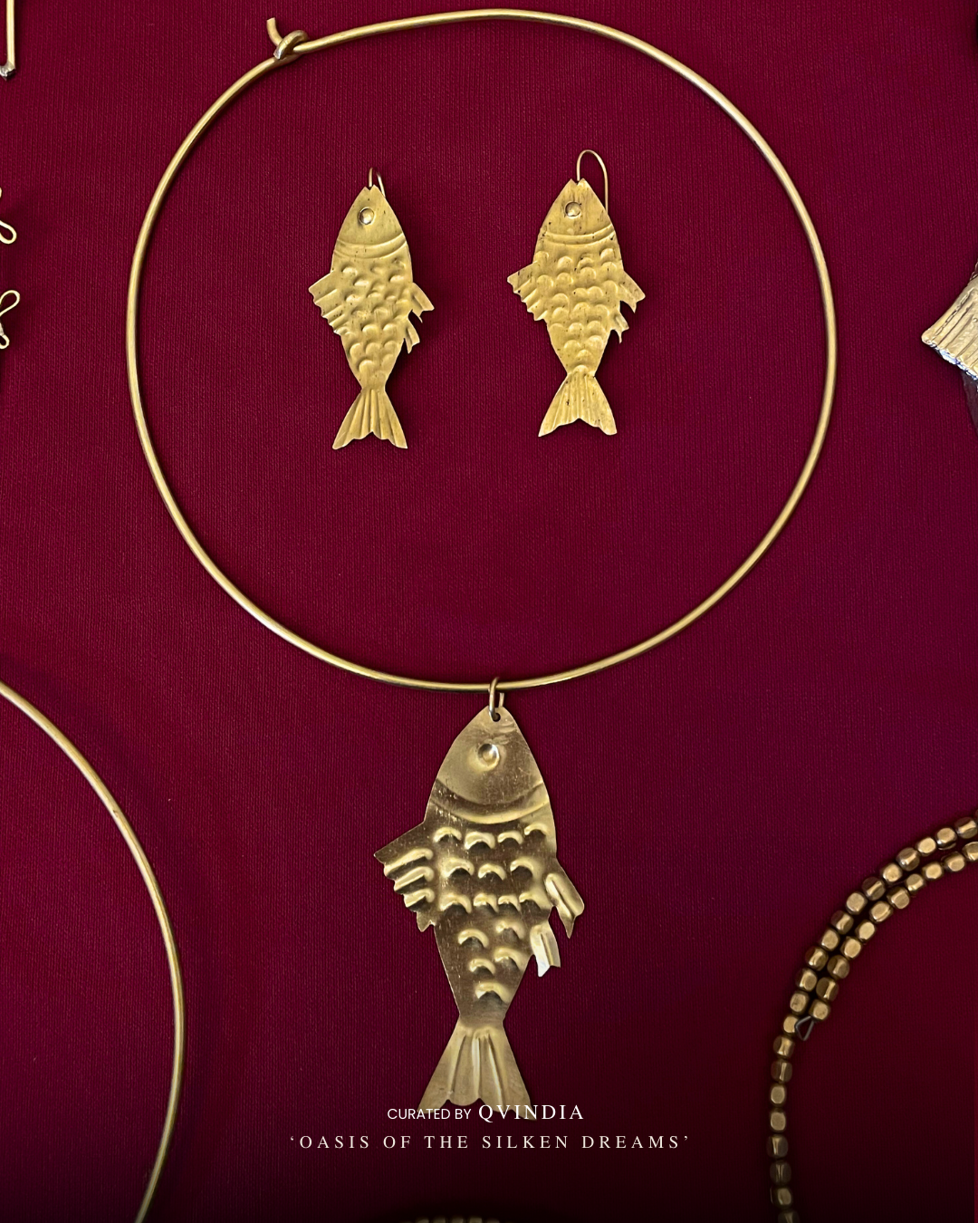 Macher Rupa Dhokra Art Necklace with Earrings
