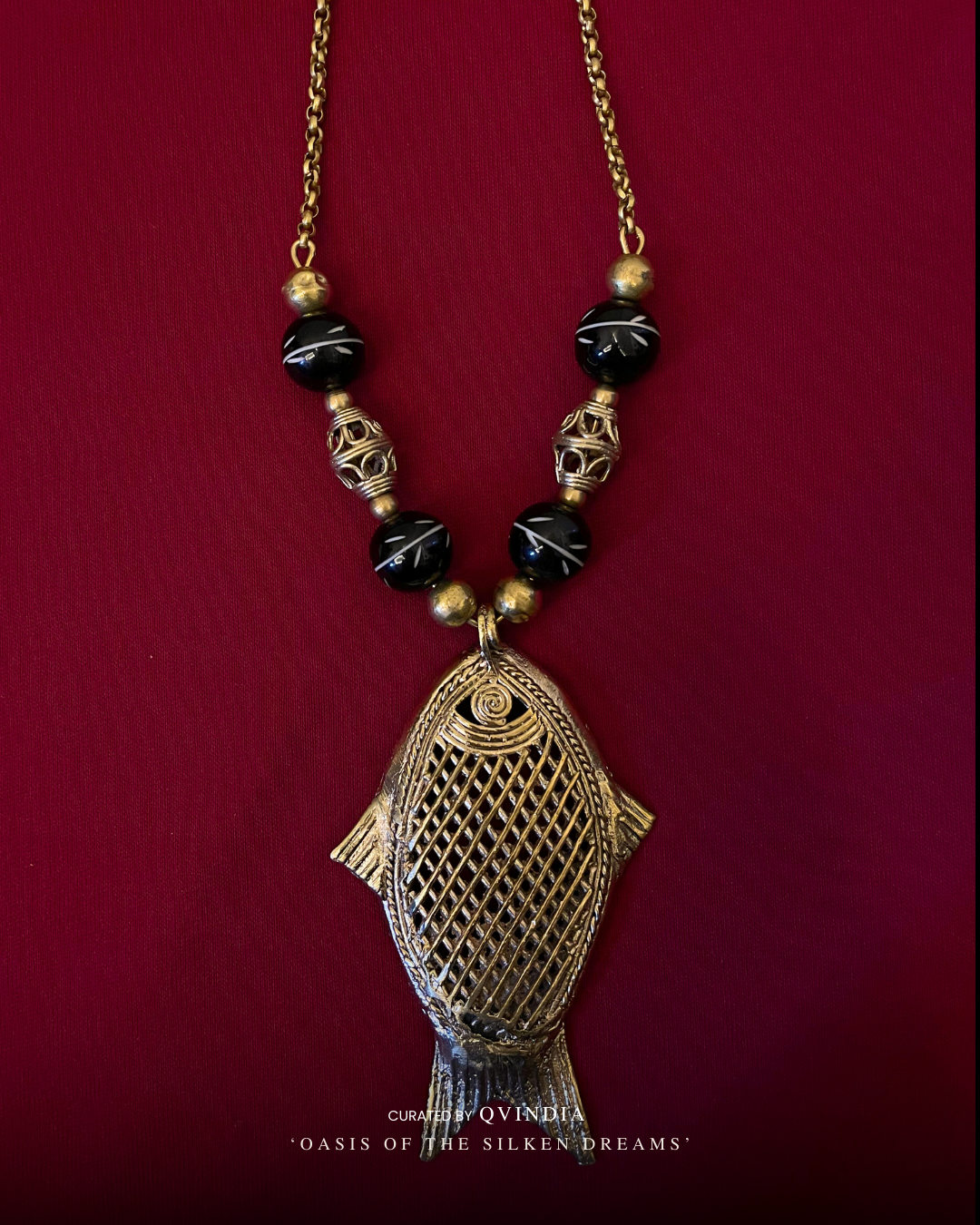 Matsya Fish Dhokra Art Necklace