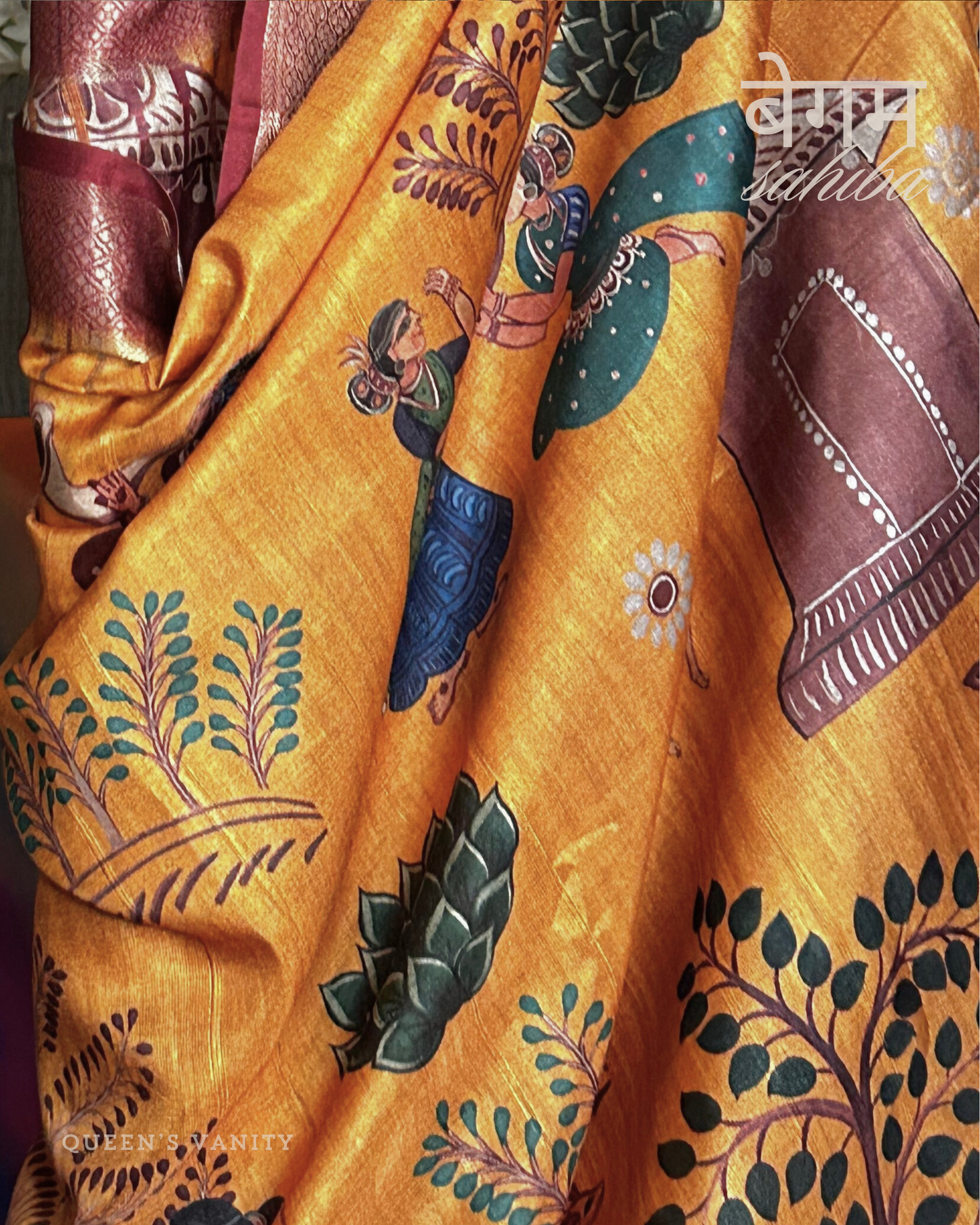 Radha Pichwai Ikkat Semi-Tussar Silk Saree