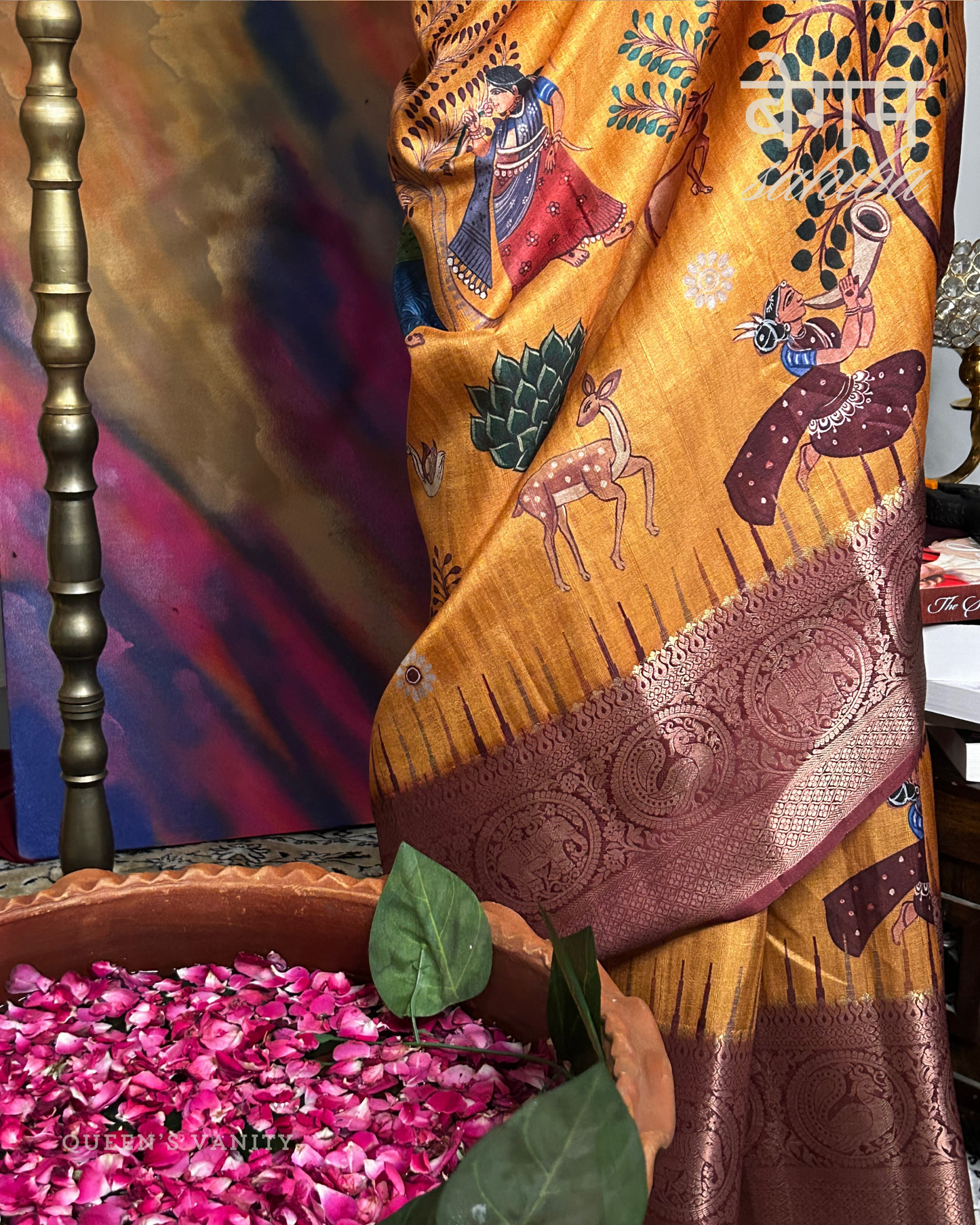 Radha Pichwai Ikkat Semi-Tussar Silk Saree