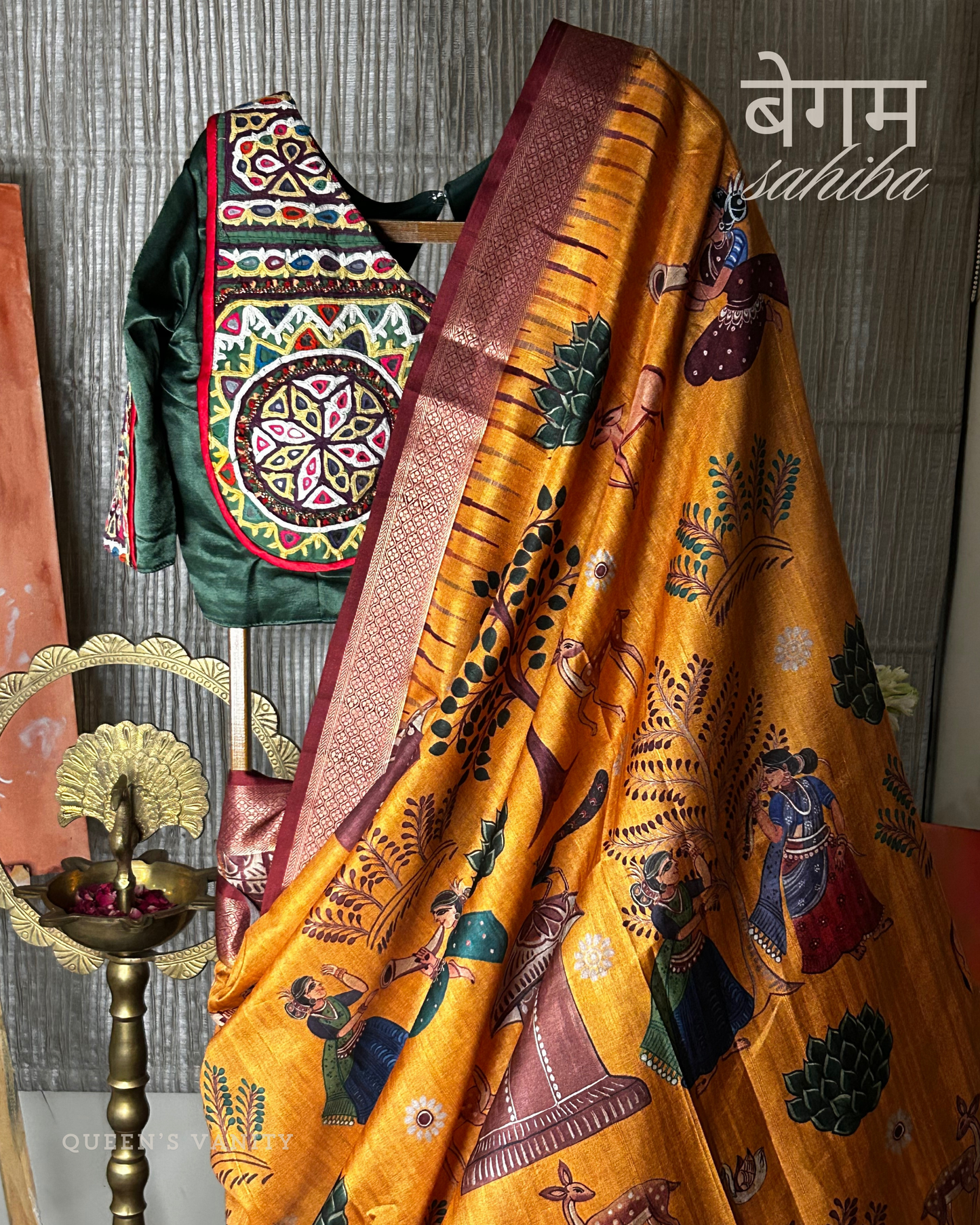 Radha Pichwai Ikkat Semi-Tussar Silk Saree