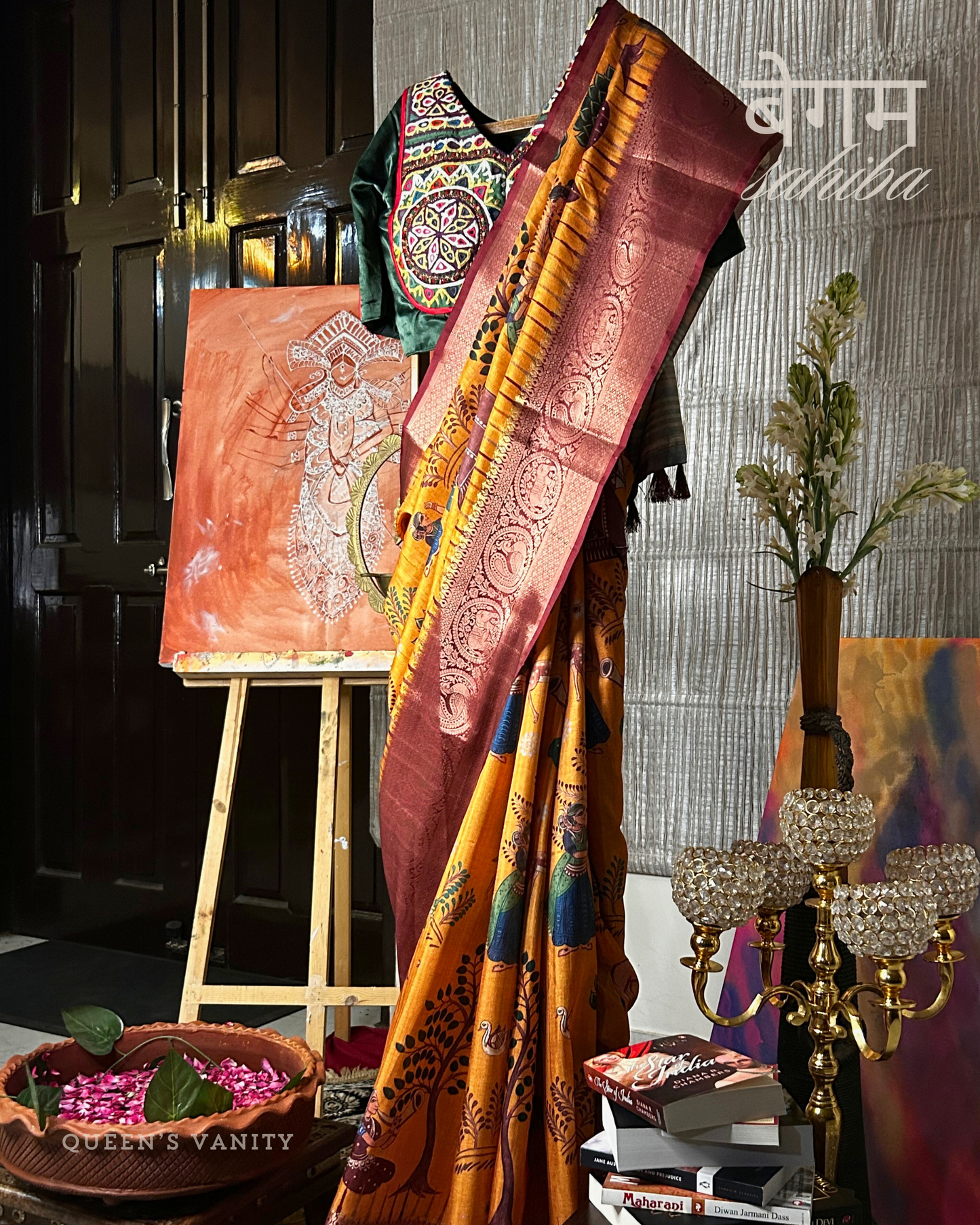 Radha Pichwai Ikkat Semi-Tussar Silk Saree