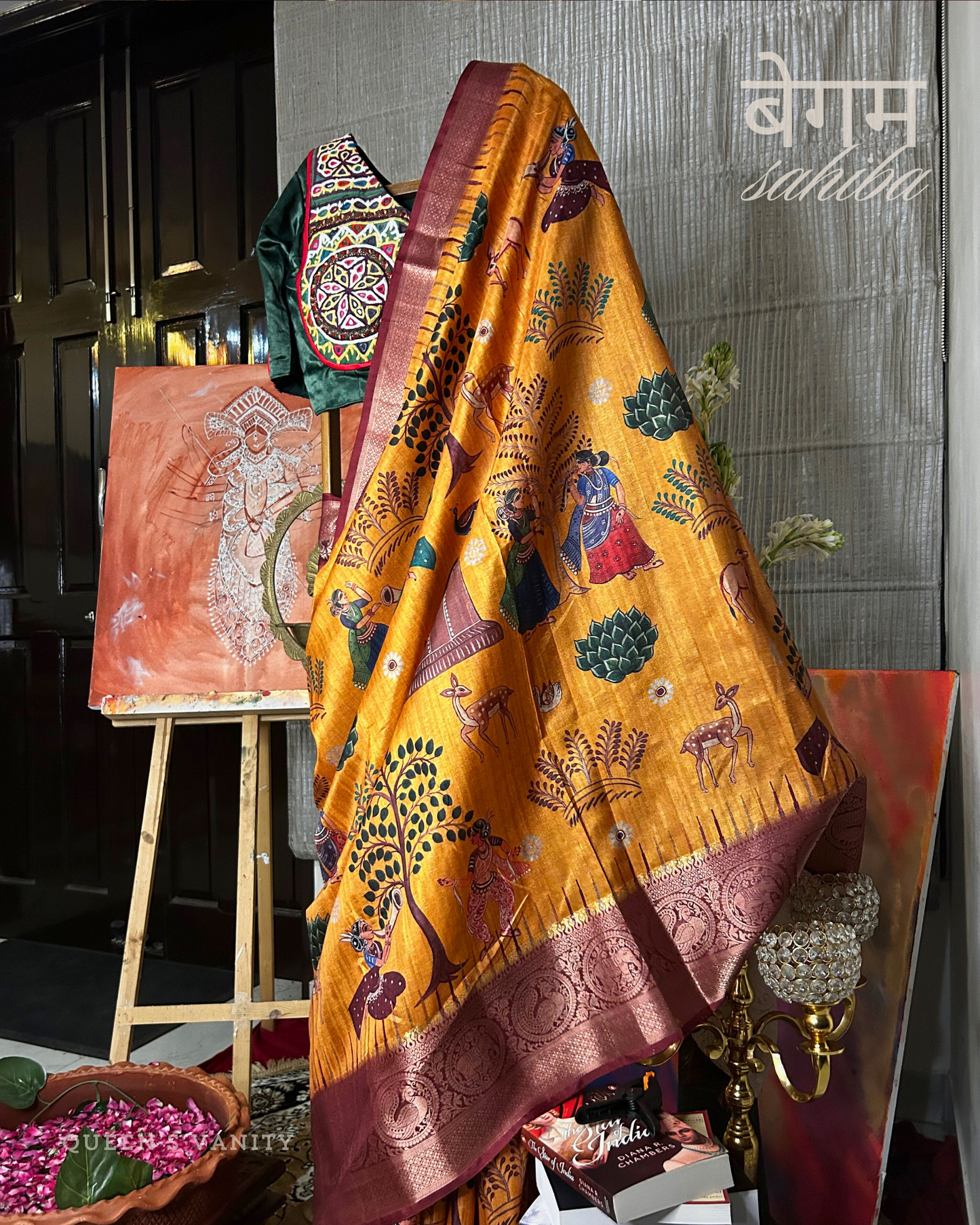 Radha Pichwai Ikkat Semi-Tussar Silk Saree