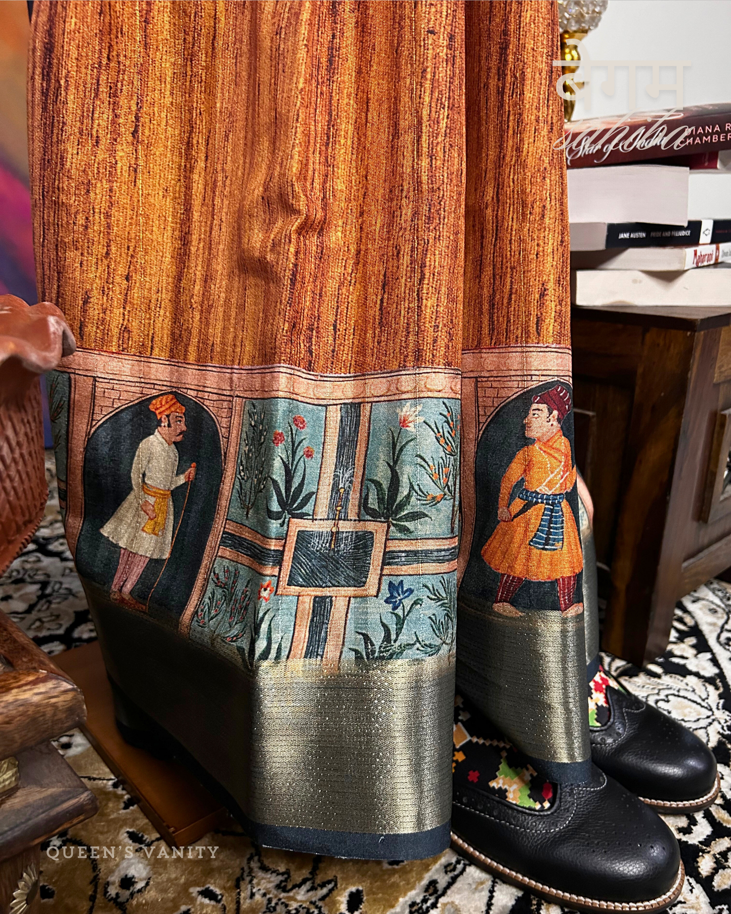 Chandan Haldi Mughal Art Semi-Tussar Silk Saree