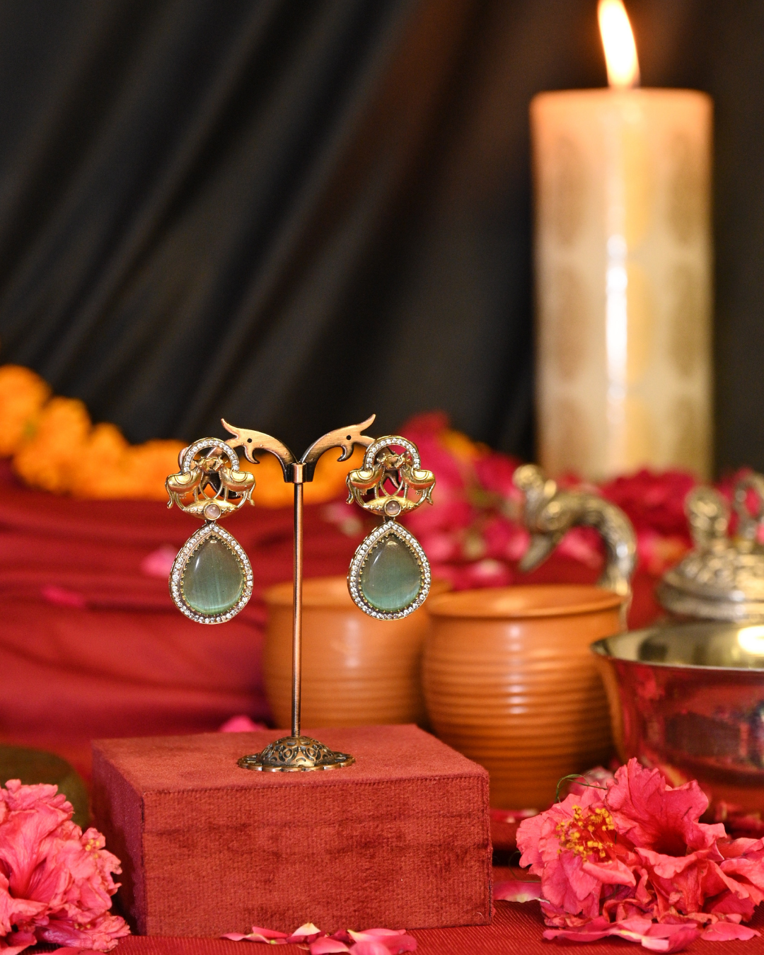 Kamadhenu Oxidised Silver Earrings