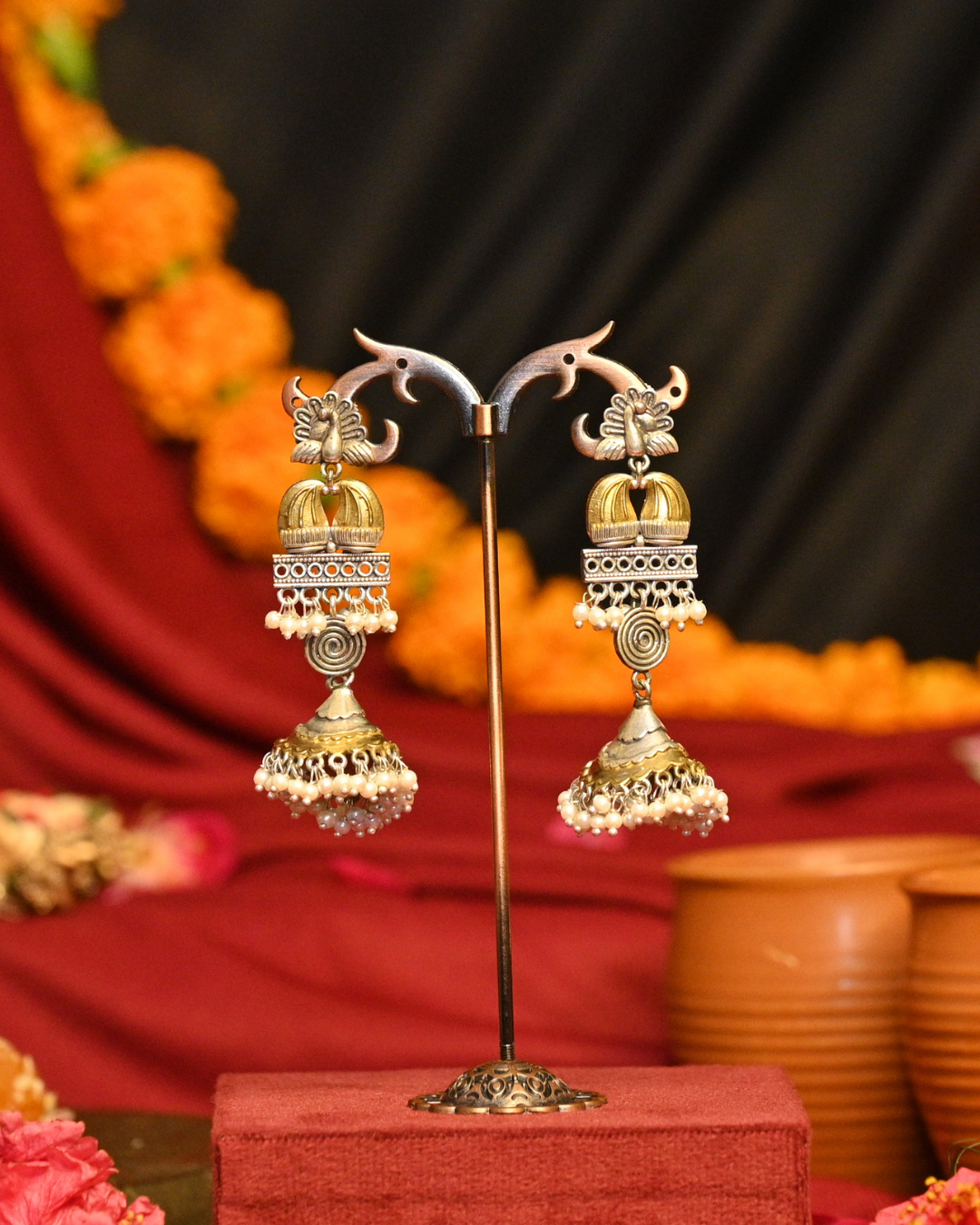 Rani Bagh Oxidised Silver Earrings