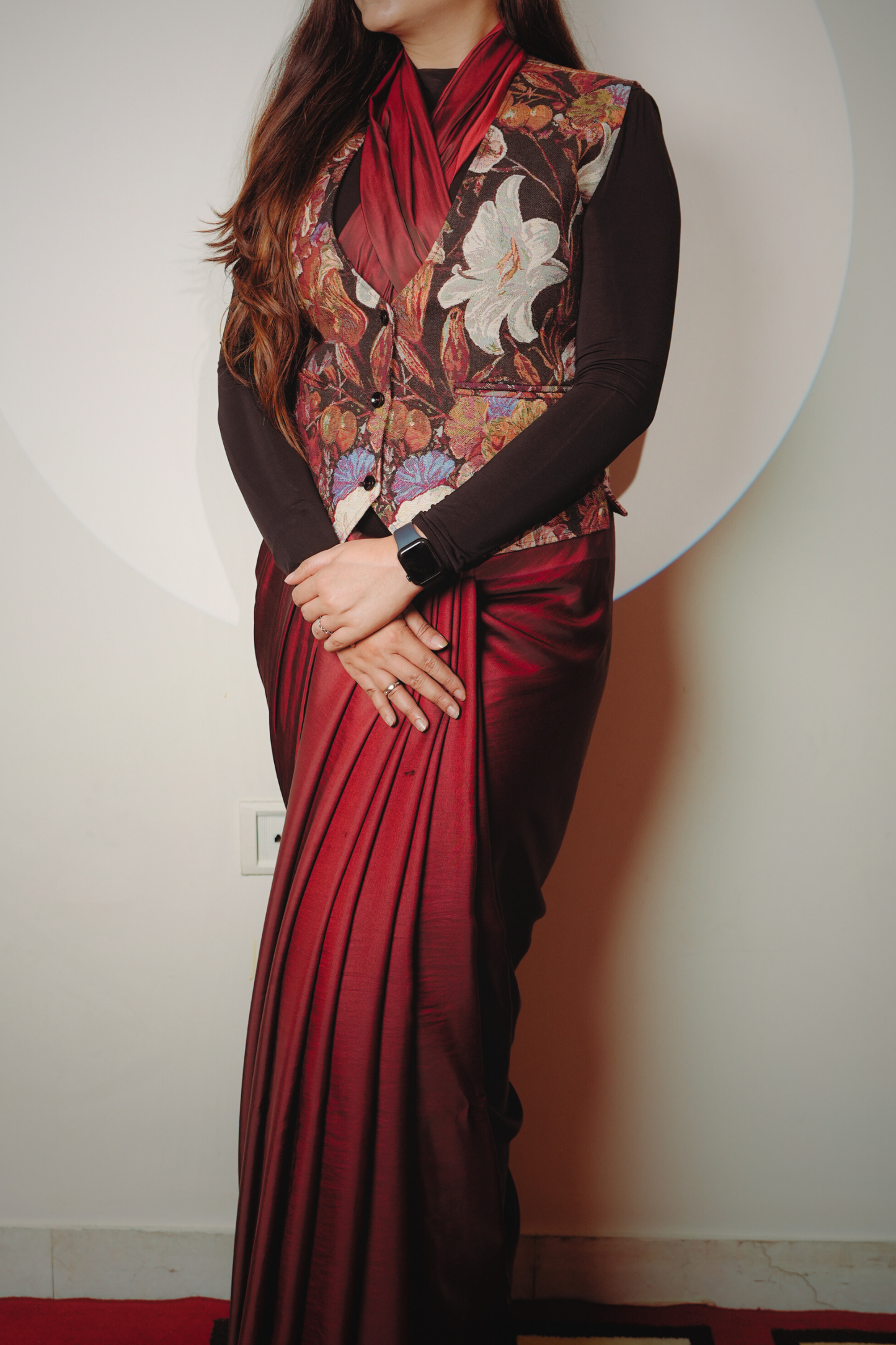 Matriarch Vintage Wine Waistcoat Jacket | Masterstrokes Art Legacy