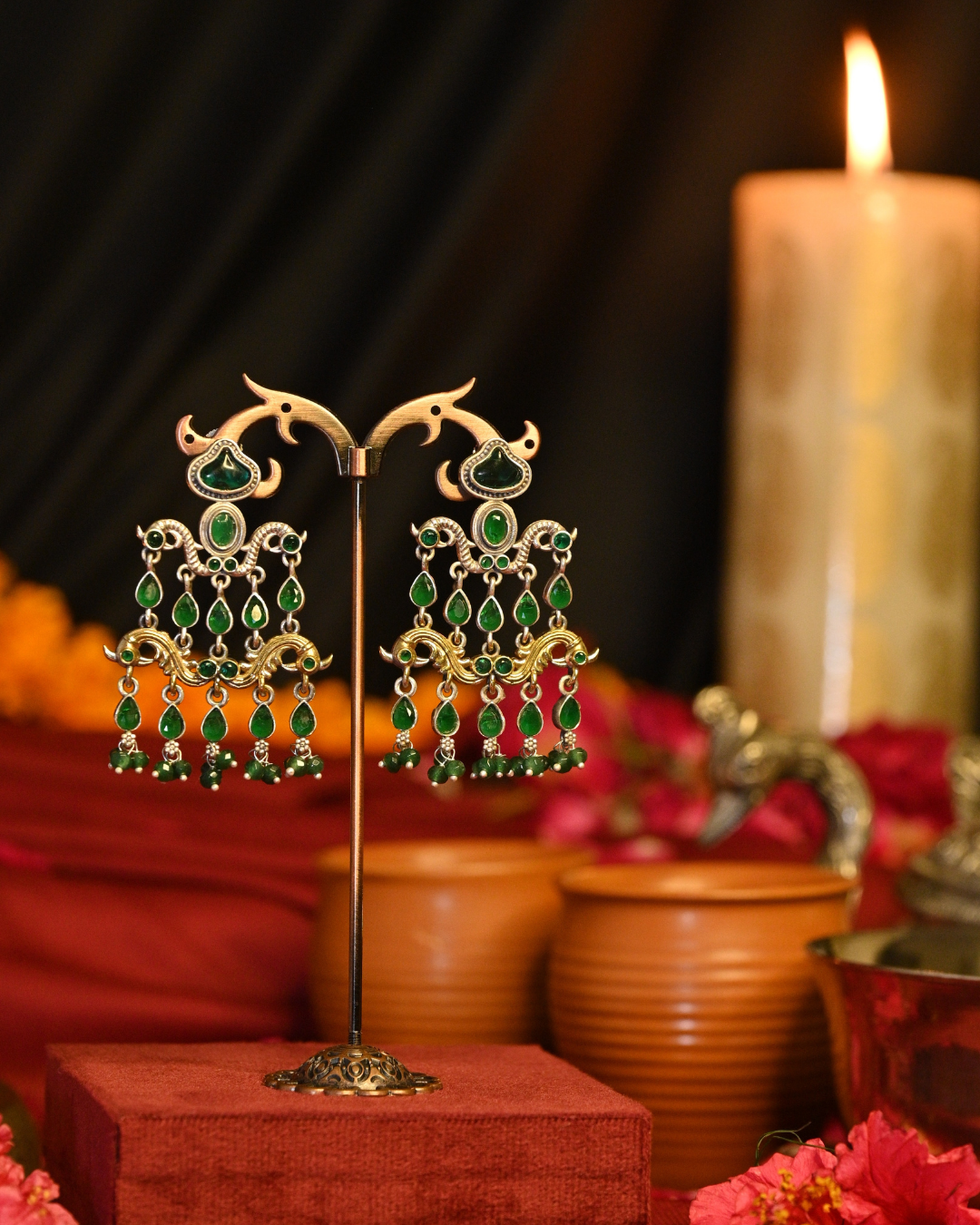 Jalika Oxidised Silver Earrings
