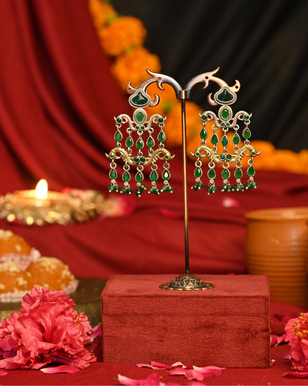 Jalika Oxidised Silver Earrings