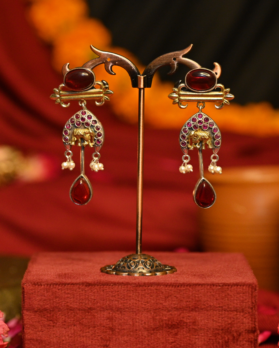 Gajrajika Oxidised Silver Earrings