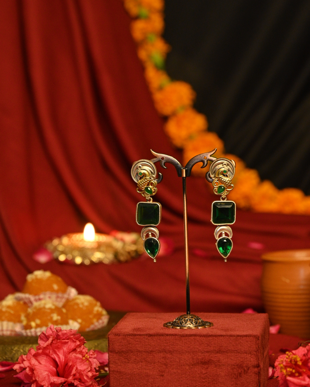 Morvika Bagh Oxidised Silver Earrings