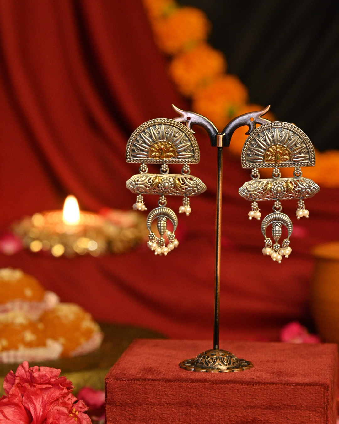 Chandra Vani Oxidised Silver Earrings