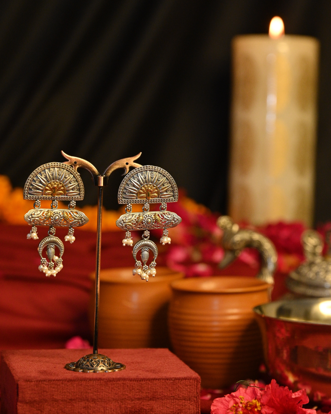 Chandra Vani Oxidised Silver Earrings