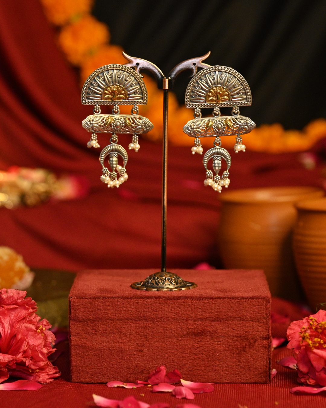 Chandra Vani Oxidised Silver Earrings