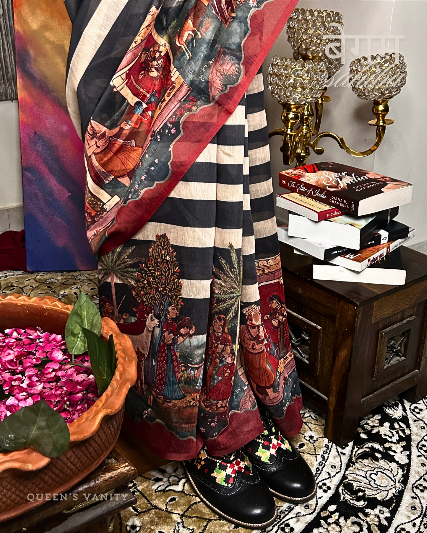 Rasleela Retro Mughal Art Chanderi Cotton Saree