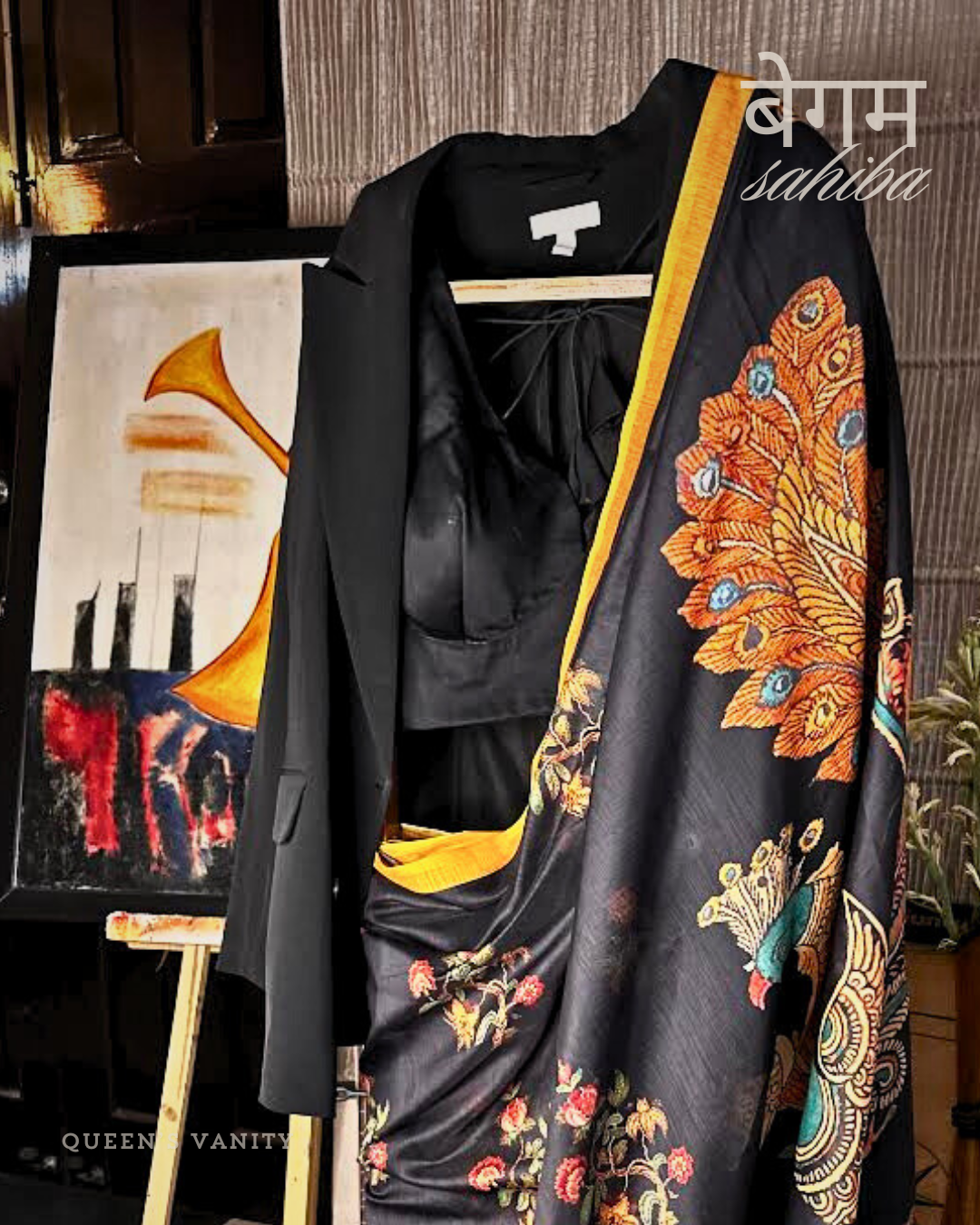 Kalamkari Mor Mughal Art Chanderi Cotton Saree