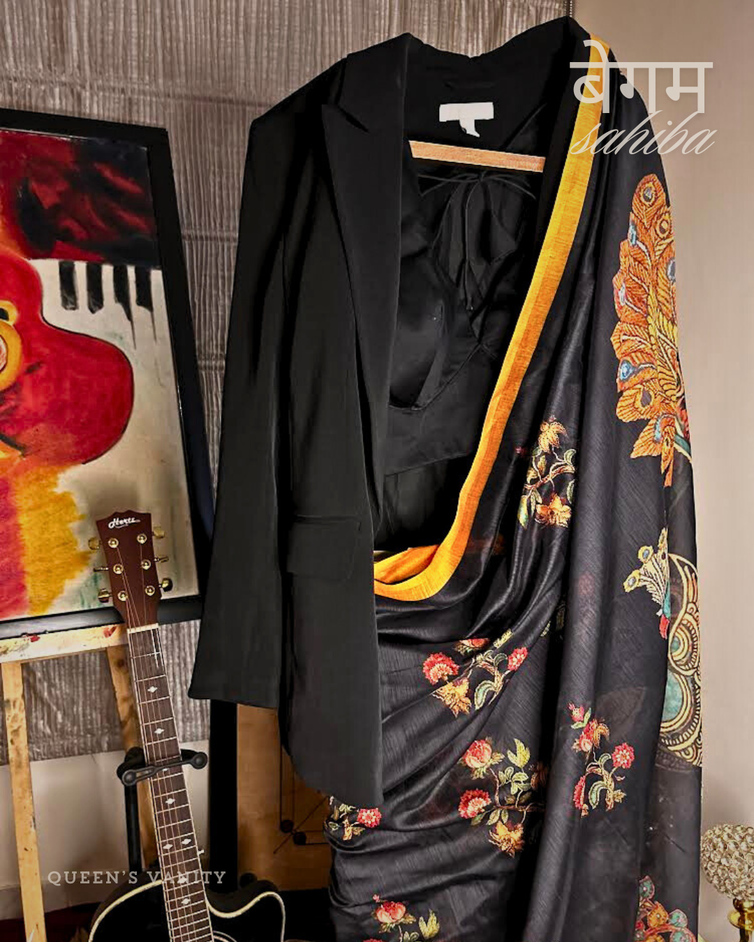 Kalamkari Mor Mughal Art Chanderi Cotton Saree