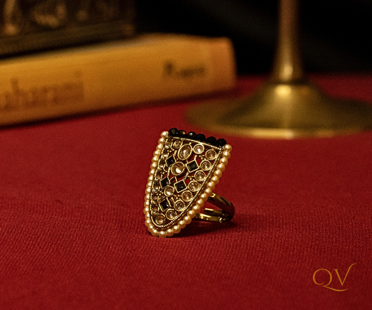 Nashq Antique Adjustable Gold-Plated Ring