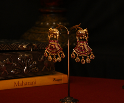 Gajraj Chaand Matte Gold Plated Antique Earrings