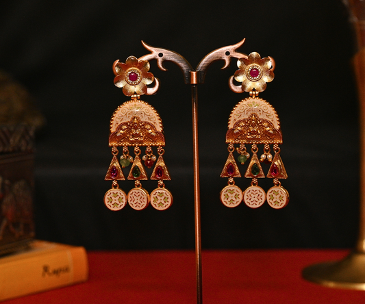 Mangalayam Temple Matte Gold Plated Antique Earrings