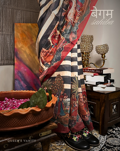 Rasleela Retro Mughal Art Chanderi Cotton Saree