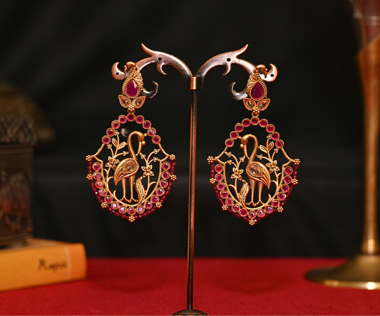 Mor Pankh Ratna Matte Gold Plated Antique Earrings