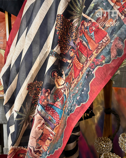 Rasleela Retro Mughal Art Chanderi Cotton Saree
