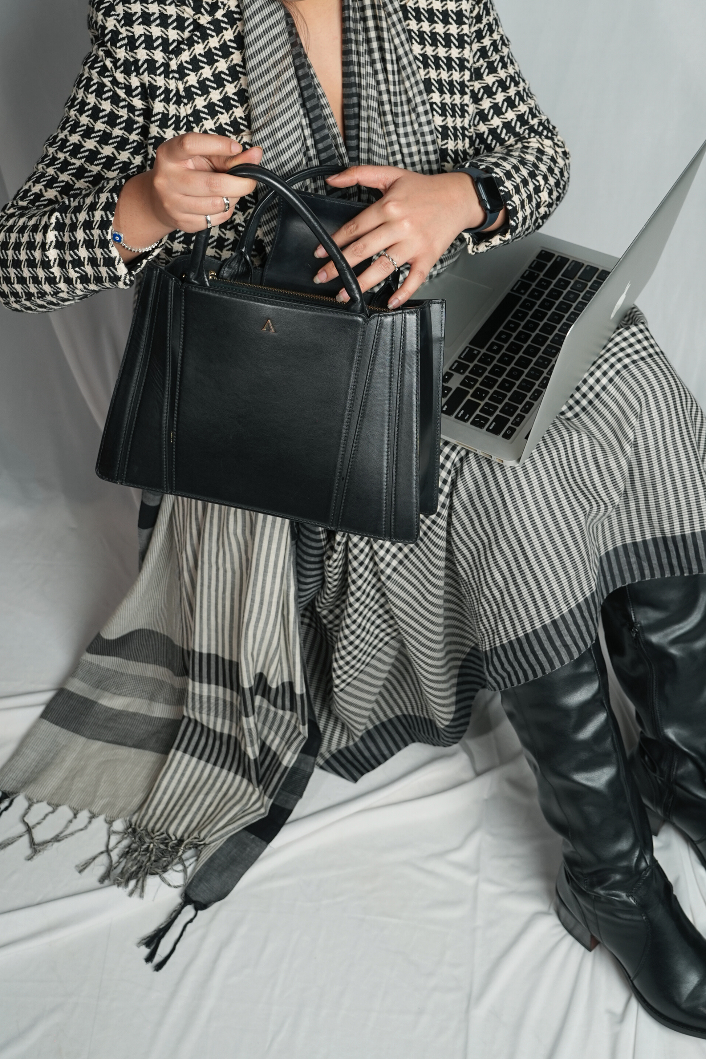 Monochrome Checks Bengal Handloom Cotton Saree