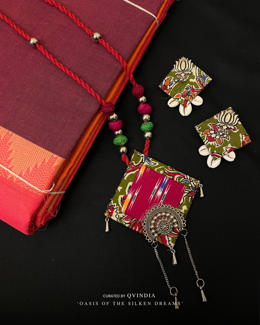 Ikkat Raga Necklace with Kodi Earrings