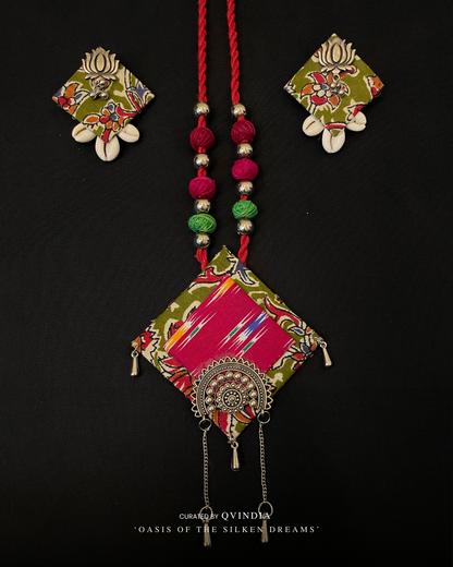 Ikkat Raga Necklace with Kodi Earrings
