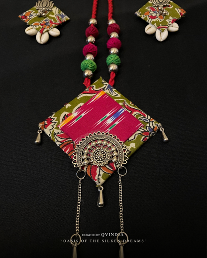 Ikkat Raga Necklace with Kodi Earrings