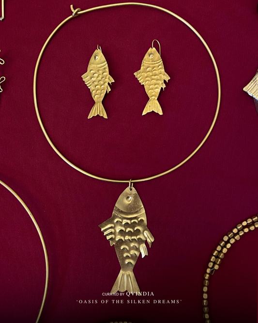 Macher Rupa Dhokra Art Necklace with Earrings