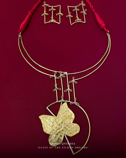 Titli Rupa Dhokra Art Necklace with Earrings