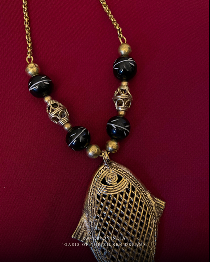 Matsya Fish Dhokra Art Necklace