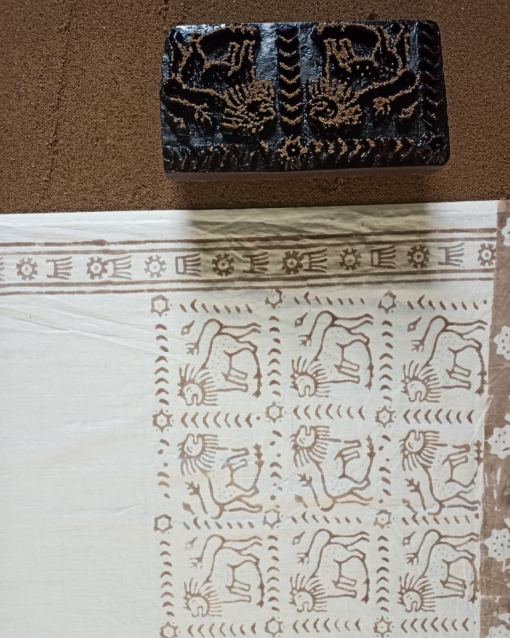 Moonlight Elephant Batik Craft Meets Wilderness Hand-Blocked Cotton Stole