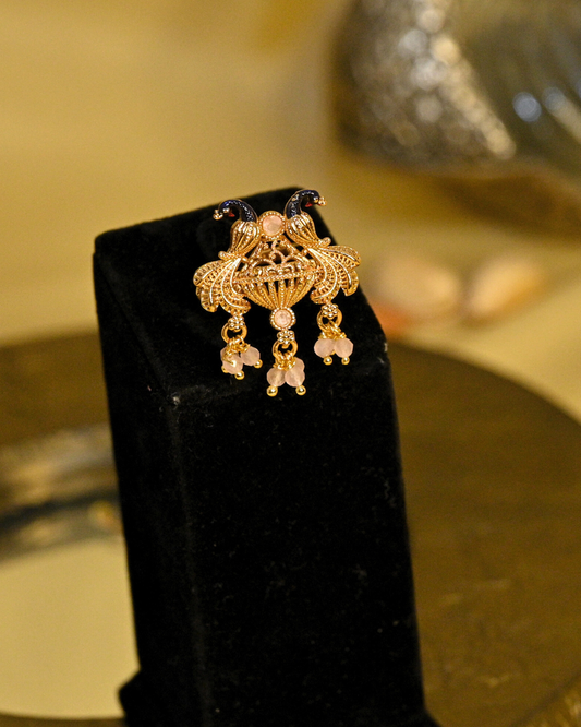 Morbagh Drops Kundan Coral Ring