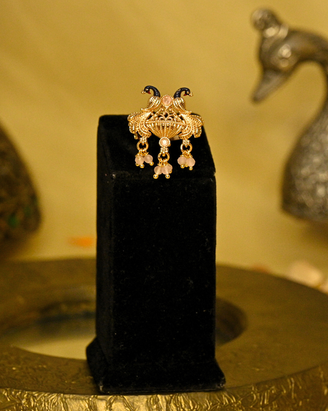 Morbagh Drops Kundan Coral Ring