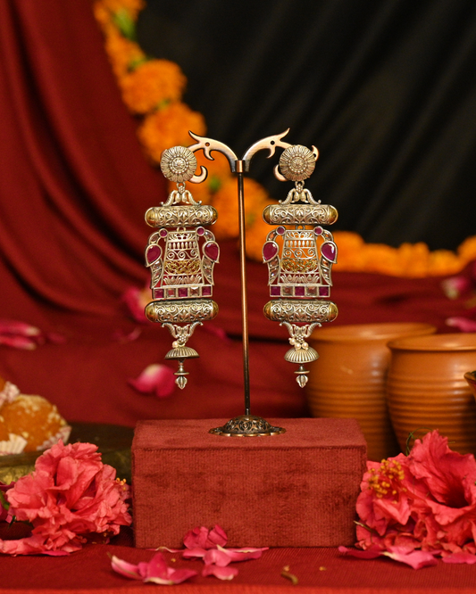 Begum Noor Oxidised Silver Earrings