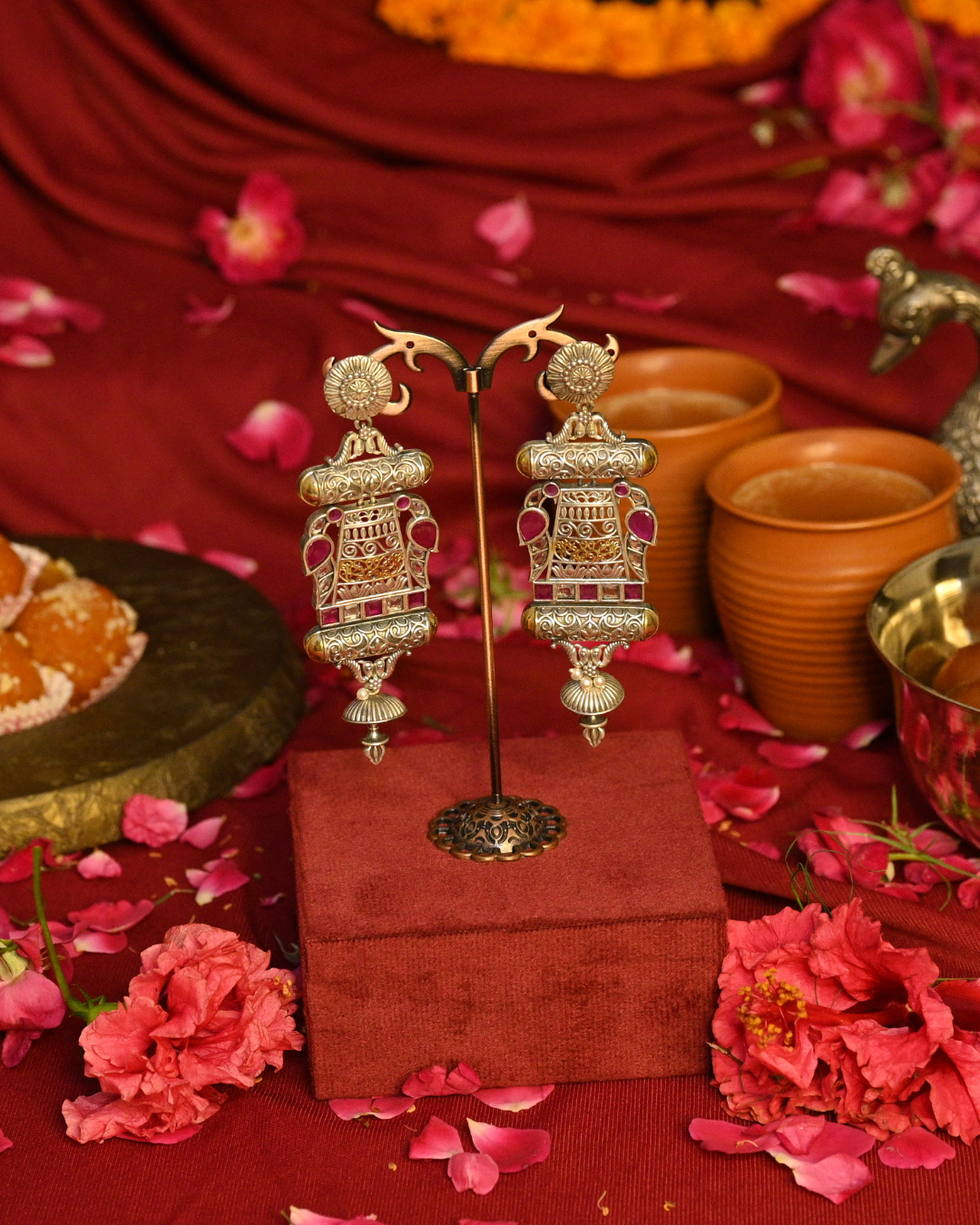 Begum Noor Oxidised Silver Earrings