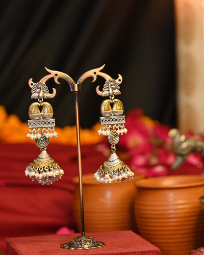 Rani Bagh Oxidised Silver Earrings